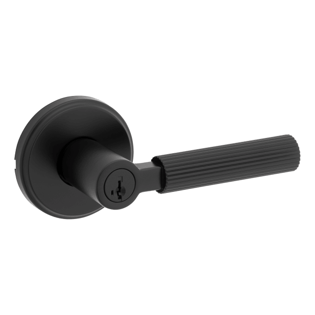 Mirada Round Keyed Entry Door Lever in Matte Black featuring SmartKey Security