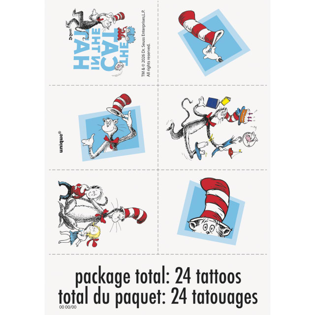 44862  Cat in the Hat Tattoos, 24ct