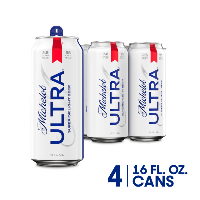 Michelob ULTRA Superior Light American Lager Beer 4 Pack, 16 fl oz Cans