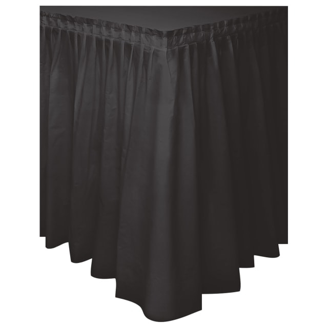 50062 Midnight Black Solid Plastic Table Skirt, 29" x 14 ft