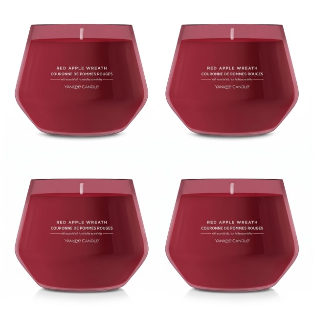 Bougie parfume Yankee Candle en pot Studio, jusqu 50heures de combustion, Couronne de pommes rouges, 4 units