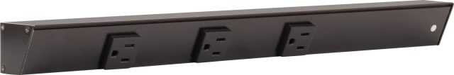 18" Black APT Angle Power Strip, black receptacles, right wire entry