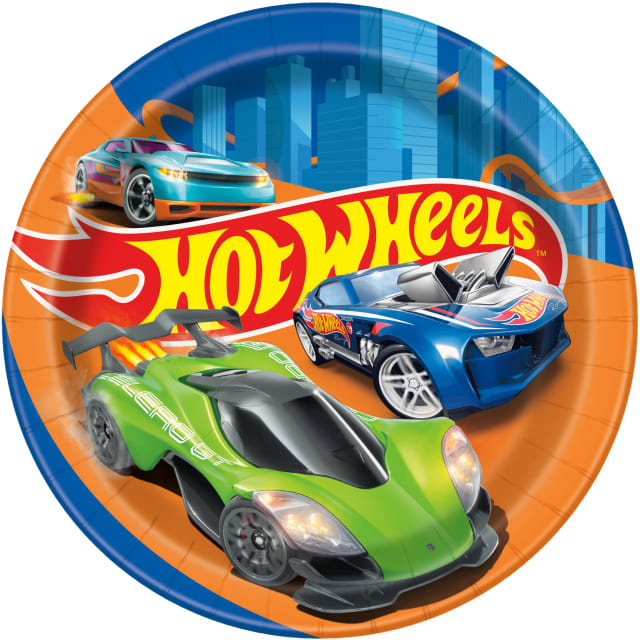 44010  Hot Wheels Round 7" Dessert Plates, 8ct