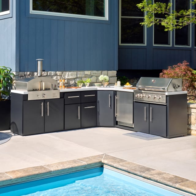 Emory Corner Outdoor Kitchen Island - Combo - 38 Grill/ 32 Pizza Oven