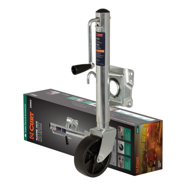 CURT Marine Trailer Jack with 6" Wheel (1,000 lbs, 10" Travel, Packaged) #25003