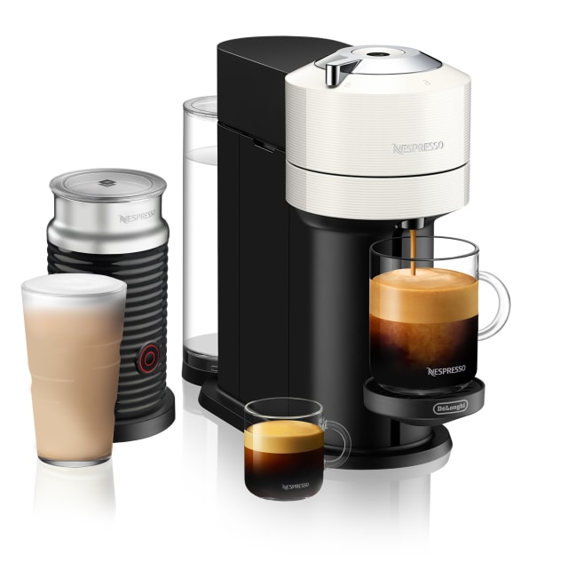 Nespresso Vertuo Next Coffee and Espresso Maker by De'Longhi, White with Aeroccino Milk Frother Bundle