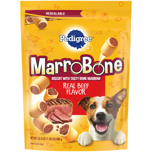 PEDIGREE MARROBONE Dog Treats Real Beef Flavor Crunchy Dog Biscuit, 24 oz. Pack