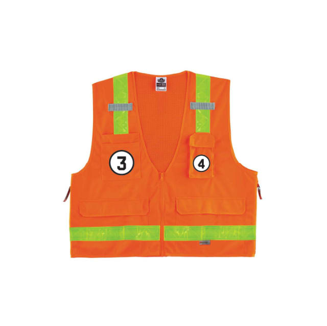 GloWear 8250ZHG Surveyor Vest - Type R, Class 2, Zipper, Combined Performance Tape
