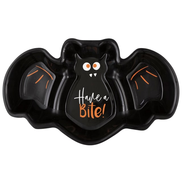 21823 Bats & Boos Halloween "Have a Bite" Bat Shaped Plastic Serving Tray