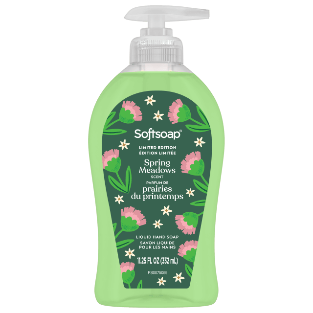 Savon liquide pour les mains Softsoap en édition limitée, savon de saison pour les mains, sans parabènes, pH équilibré, parfum Prairies du printemps, flacon-pompe de 332 ml