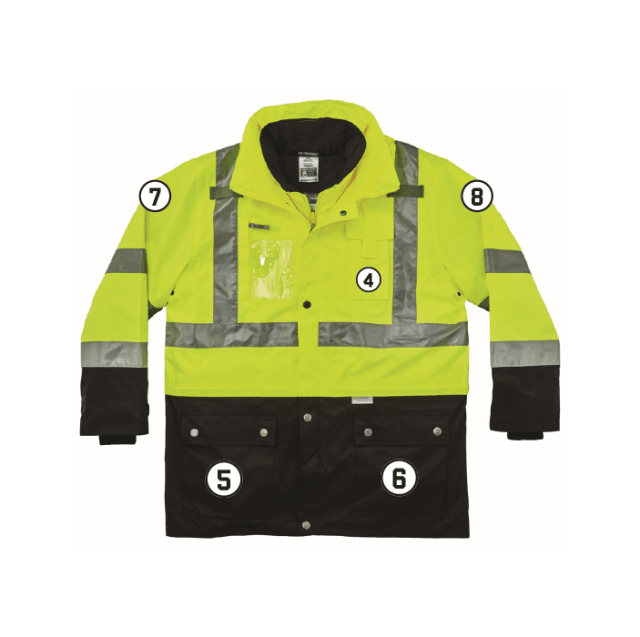 GloWear 8388 4-in-1 Hi-Vis Winter Jacket Parka with Black Bottom - Type R, Class 3/2