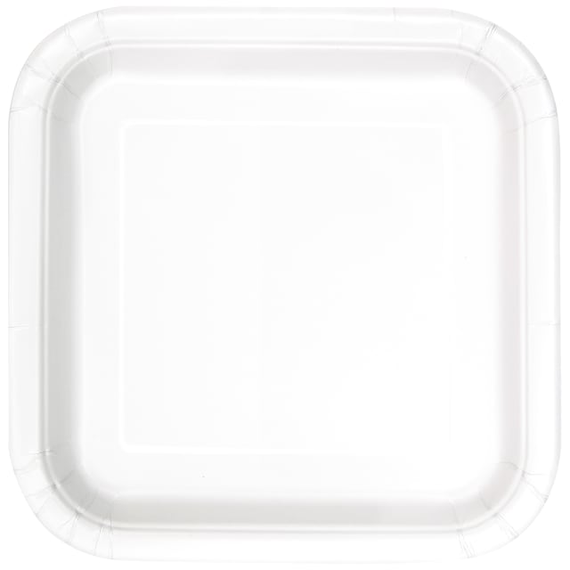 31052 Bright White Solid Square 9" Dinner Plates, 14ct