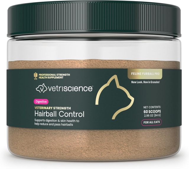 VS VET STRENGTH Hairball Control Powder, Cats, Chicken &amp; Cheese, 60 Scoops