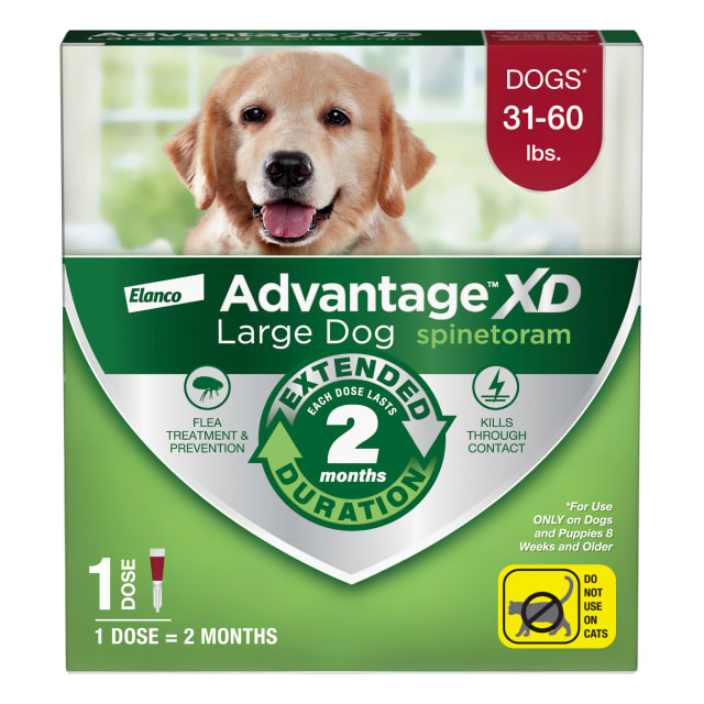 Advantage XD Dog (Spinetoram), Long-Lasting Flea Prevention & Treatment for Large Dogs 31-60 lbs., 2-Month Protection, Easy-To-Use Flea Topical, Outlasts the Flea Lifecycle
