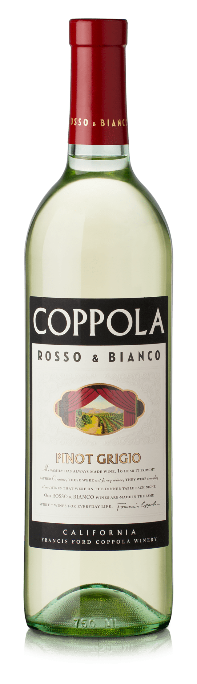 Coppola Rosso & Bianco Pinot Grigio White Wine, California, 750mL, 12.5% ABV