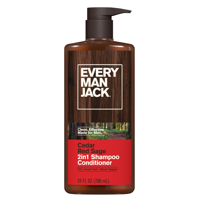 Every Man Jack 2-in-1 Daily Shampoo + Conditioner - Cedar and Red Sage | Nourishing For All Hair Types, Naturally Derived, Cruelty-Free Shampoo and Conditioner Set for Men | 24oz -1 Bottle