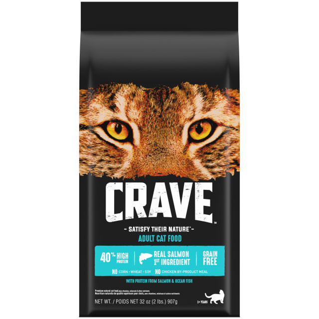 CRAVE Grain Free Adult High Protein Natural Dry Cat Food with Protein from Salmon & Ocean Fish, 2 lb. Bag