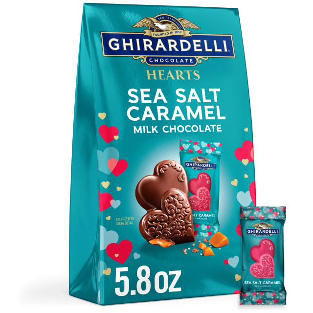 GHIRARDELLI Sea Salt Caramel Milk Chocolate Hearts, 5.8 oz Bag