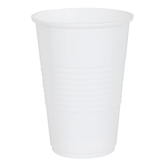 34380 Bright White Solid 16oz Plastic Party Cups, 50ct
