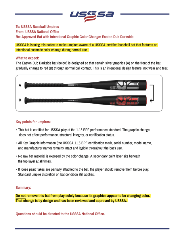 2027 Dub Darkside Letter to Umpires