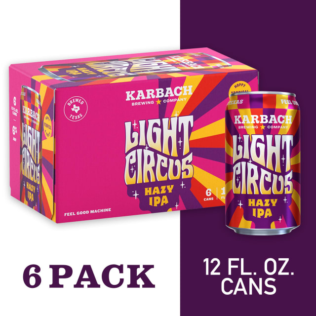 Karbach Brewing Company Light Circus Hazy IPA Craft Beer, 6 Pack Beer, 12 FL OZ Cans
