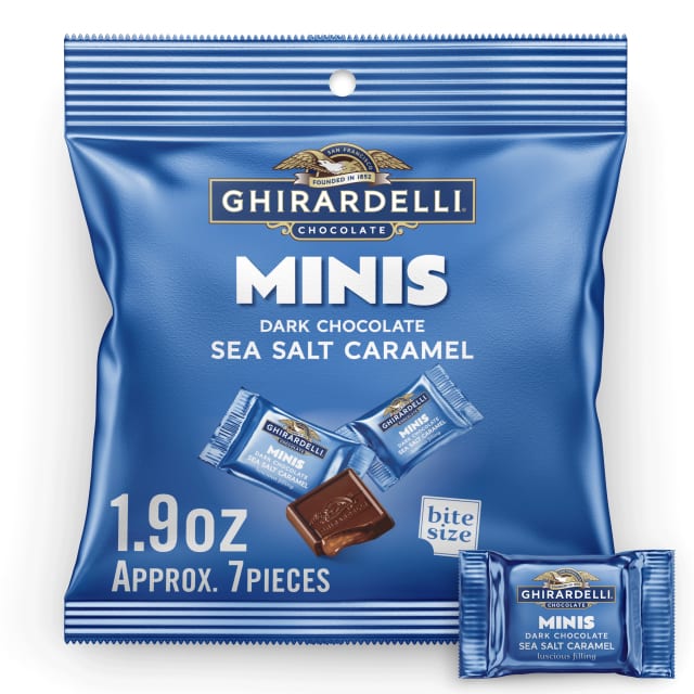 GHIRARDELLI Minis Dark Chocolate Sea Salt Caramel, 1.9 oz Pouch