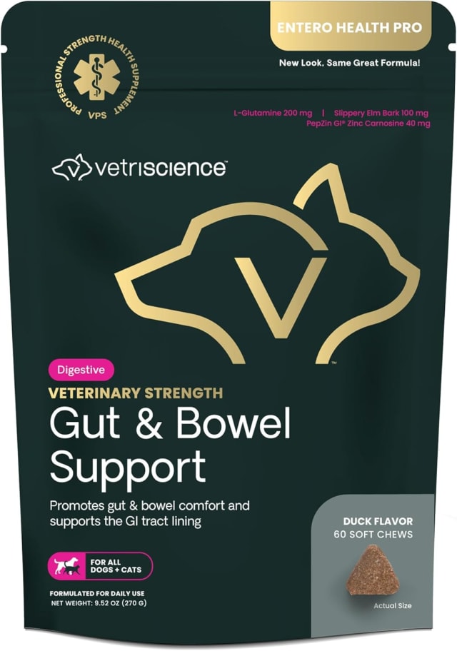 VS VET STRENGTH Gut &amp; Bowel Support, Cats &amp; Dogs, Duck, 60ct