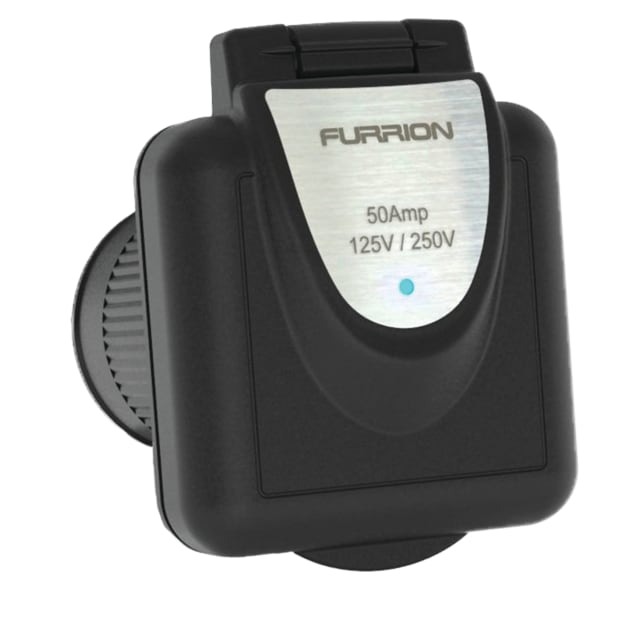 Furrion 50A 125/250V LED Square Inlet - Black #F52INS-BS-OEM