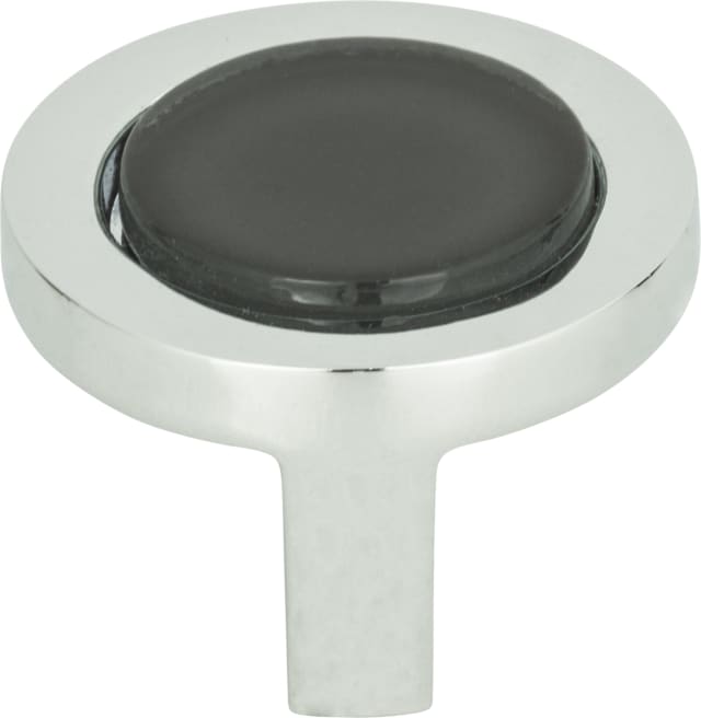 Spa Black Round Knob 1 1/4 Inch Polished Chrome