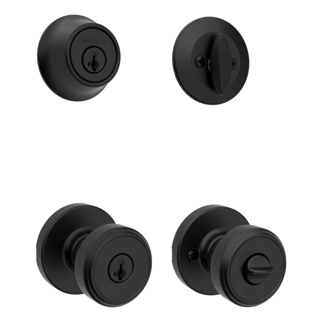 Maven Keyed Entry Doorknob and Deadbolt Project Pack in Matte Black ft SmartKey Security