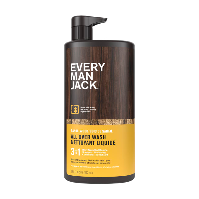 Every Man Jack Hydrating Sandalwood 3-in-1 All Over Wash for Men, Naturally Derived, 852ml