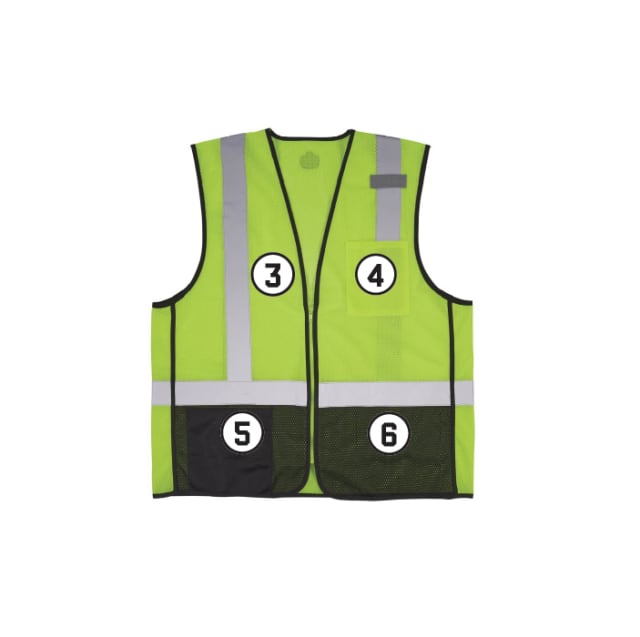 GloWear 8210Z-BK Mesh Hi-Vis Safety Vest - Type R, Class 2, Zipper, Black Bottom