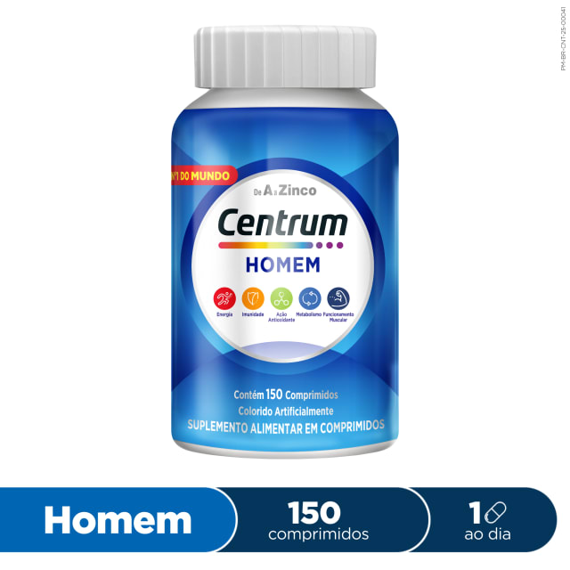 Centrum Gender Homem Multivitaminico de A a Zinco com Vitaminas e Minerais 150 comprimidos