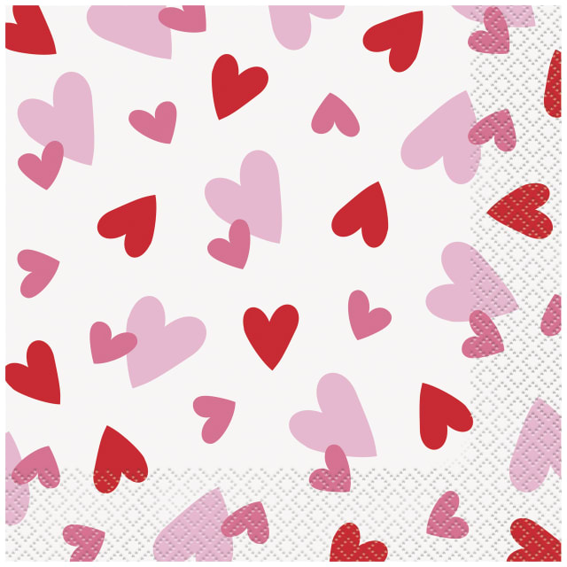 30003  Fluttering Hearts Luncheon Napkins, 16ct
