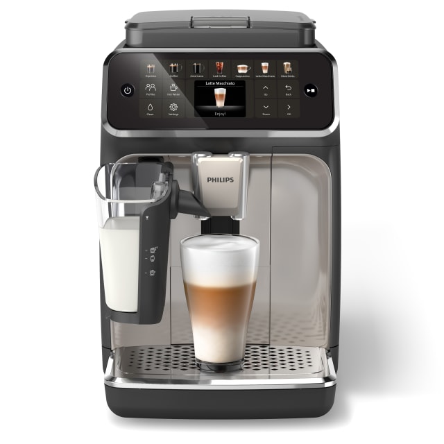 Philips 4400 Fully Automatic Espresso Machine with LatteGo Milk Frother, Black and Chrome
