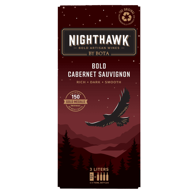 Nighthawk by Bota Box Bold Cabernet Sauvignon Red Wine, 3 L (4 x 750ml Glass Bottles), 13.5% ABV