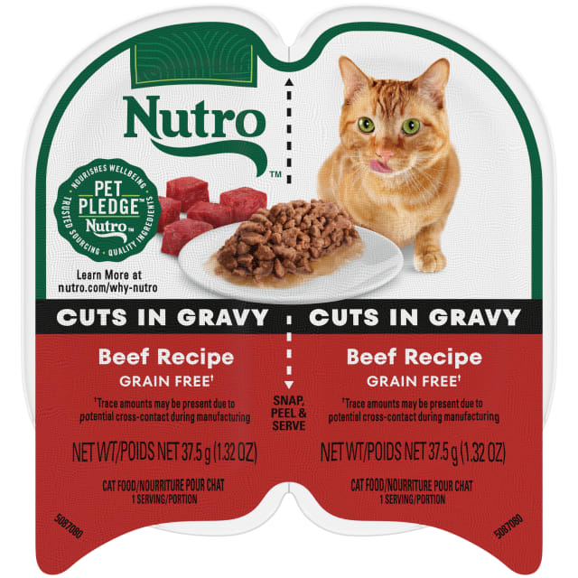 Nutro Perfect Portions Wet Cat Food, Cuts in Gravy Beef Recipe, (24) 2.64 oz. Twin-Pack Trays