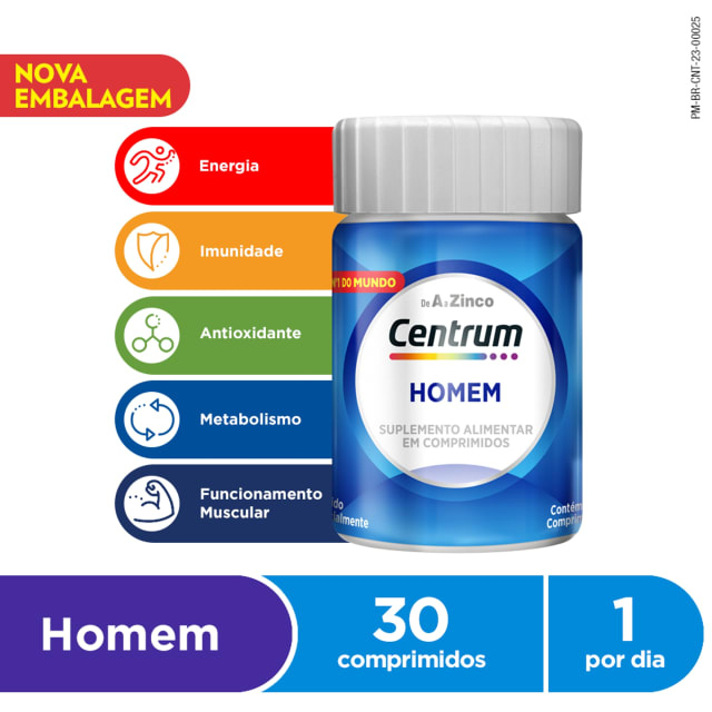 Centrum Gender Homem Multivitaminico de A a Zinco com Vitaminas e Minerais 30 comprimidos
