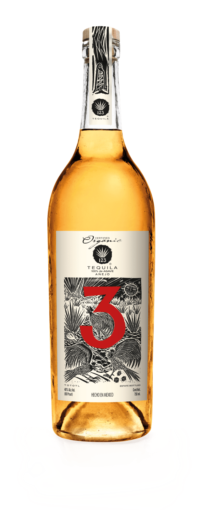 123 Tequila Organic Anejo Tres 6B 750ML