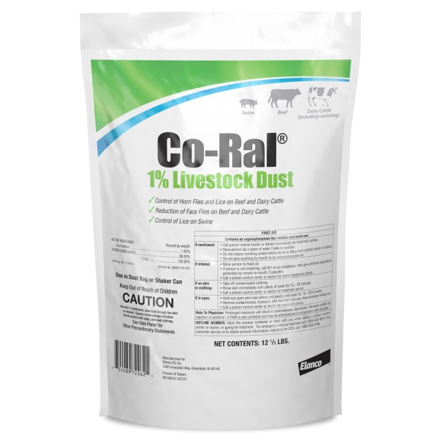 Co-Ral 1% Livestock Dust | Controls Flies &amp; Lice on Beef &amp; Dairy Cattle | 12.5 lb. Sleeve