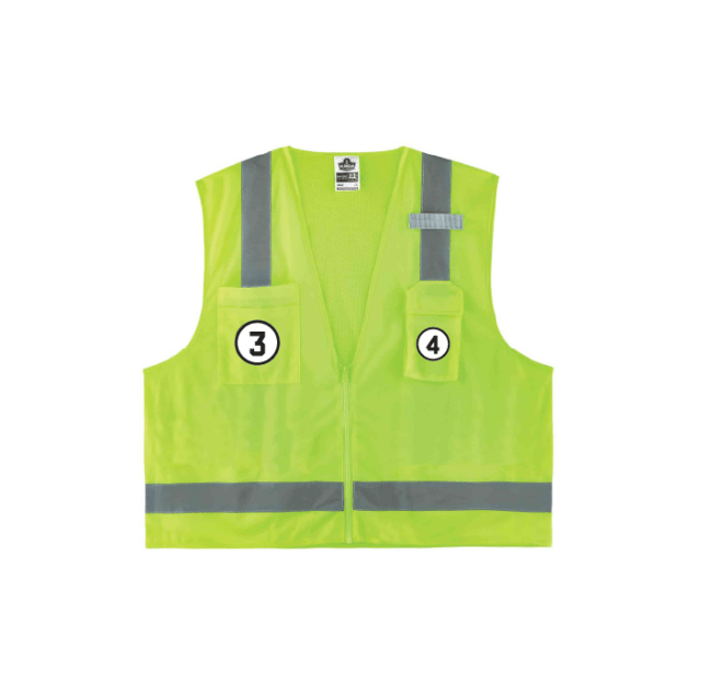 GloWear 8249Z Hi-Vis Surveyor Vest - Type R, Class 2, Zipper, 4 Pockets