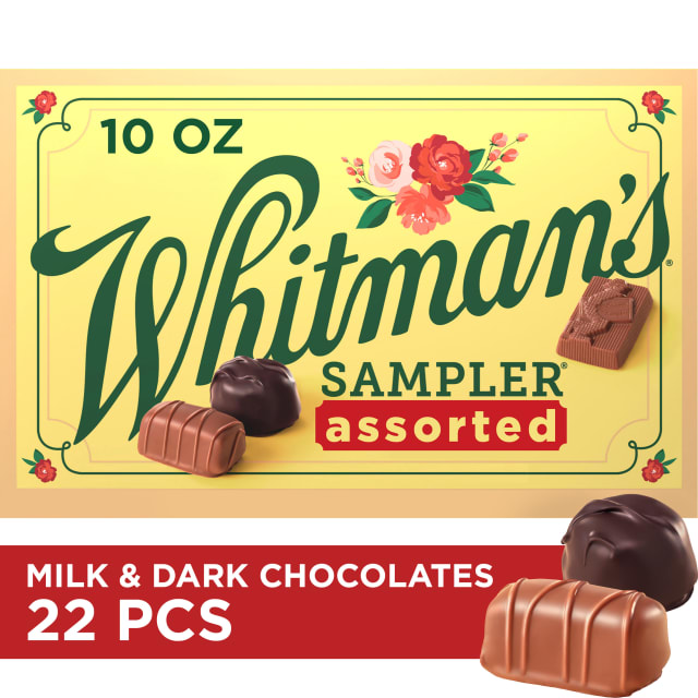 WHITMAN'S SAMPLER Assorted Milk &amp; Dark Chocolate Candy Gift Box, 10 oz.