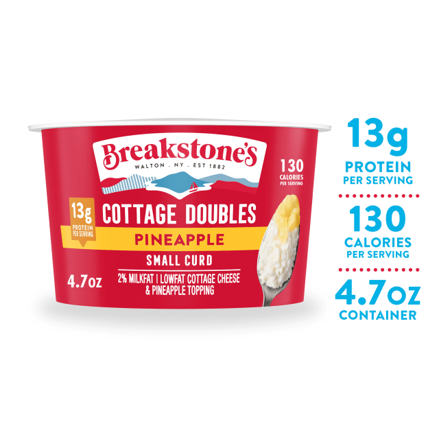 Breakstone's Cottage Cheese Doubles With Pineapple, Lowfat 2% Milkfat, 4.7 oz Cup