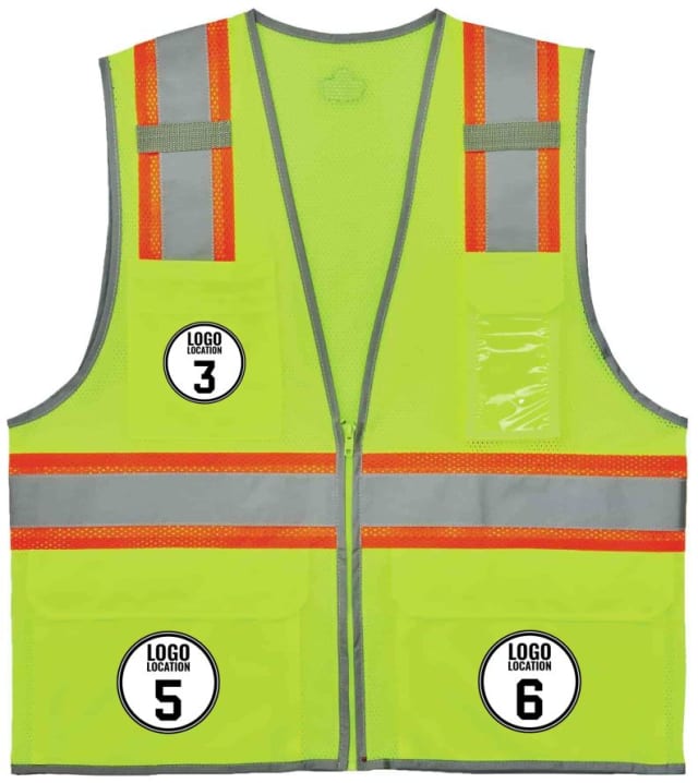 GloWear 8246Z Two-Tone Mesh Hi-Vis Safety Vest - Type R, Class 2, Zipper, Reflective Binding