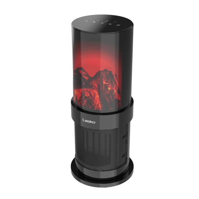 Lasko 1500 Watt 20" Oscillating Fireplace Ceramic Tower Space Heater with Tip-Over Switch and Timer, Black