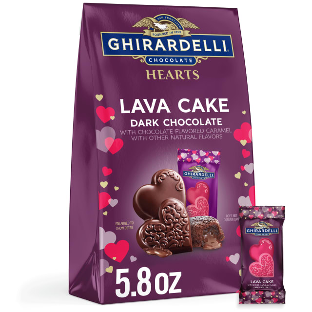GHIRARDELLI Dark Chocolate Lava Cake Hearts, 5.8 Oz Bag