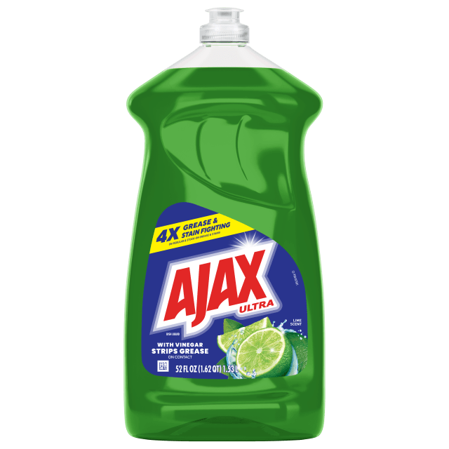 Ajax Ultra Liquid Dish Soap, Mess-Free, Easy-Flip Cap, Lime Scent with Vinegar, 52 fl oz