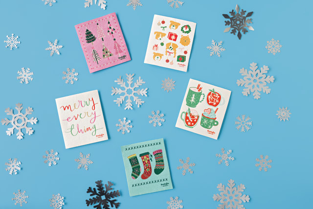 Cozy Cups Christmas Swedish Dishcloth