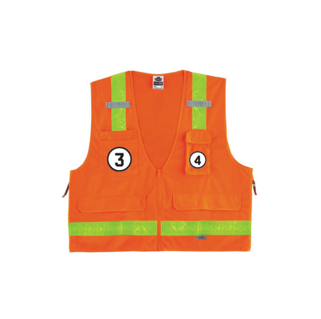 GloWear 8250ZHG Surveyor Vest - Type R, Class 2, Zipper, Combined Performance Tape