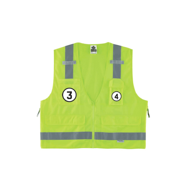 GloWear 8250Z Hi-Vis Surveyor Vest - Type R, Class 2, Zipper, 7 Pockets